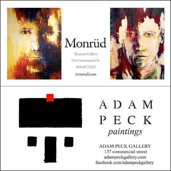 ad for Monrud with link to his website, ad for Adam Peck with links to his website and facebook page