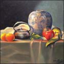 Oranges, Apple and Teapot by Richard MacCormack