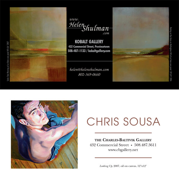 Helen Shulman at Kobalt Gallery, Chris Sousa at Charles-Baltivik Gallery, Provincetown