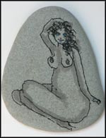 Alice Brock, painted beach stone